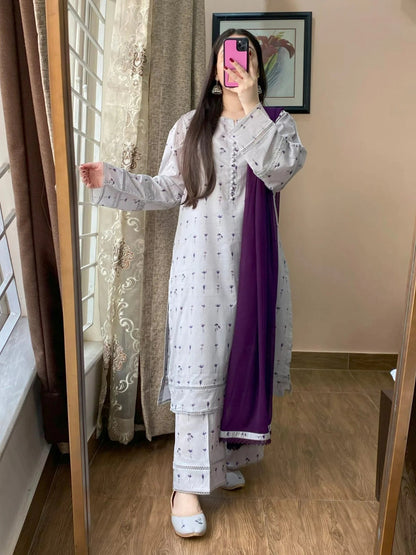 3-PIECE LAWN PRINTED STITCHED SUIT